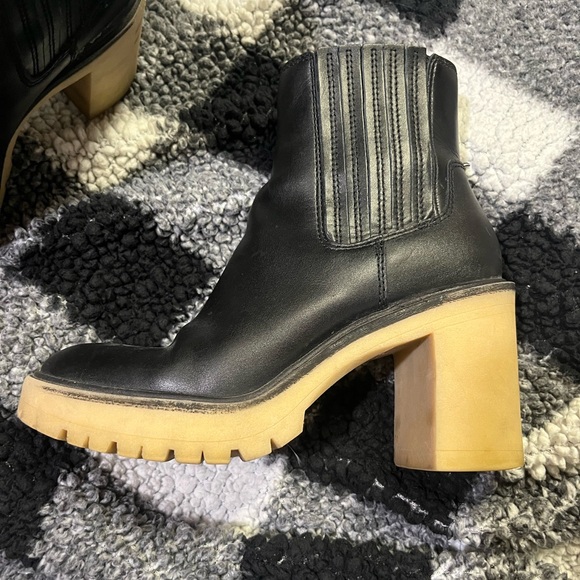 Dolce Vita Caster Black 3” Heeled Boots with Cream Sole - Picture 3 of 13